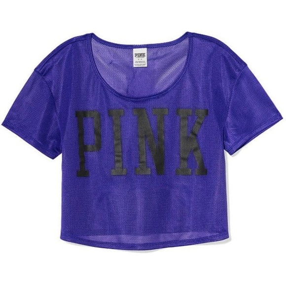 PINK Victoria's Secret Tops - PINK Victoria's Secret Purple/Blue Mesh Top